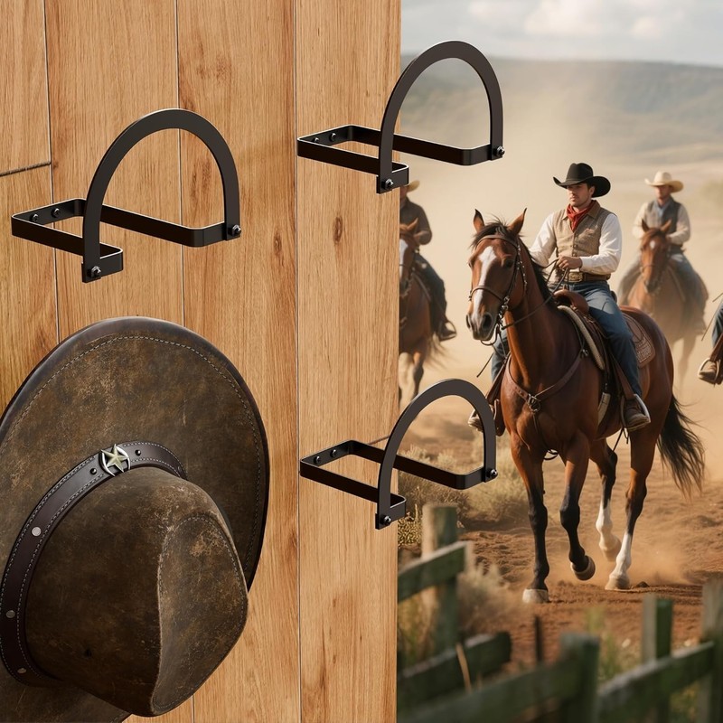2 Pc or 4 Pack Cowboy Hat Rack - Wall Mount Cowboy Hat Holder, Western Hat Hooks gallery