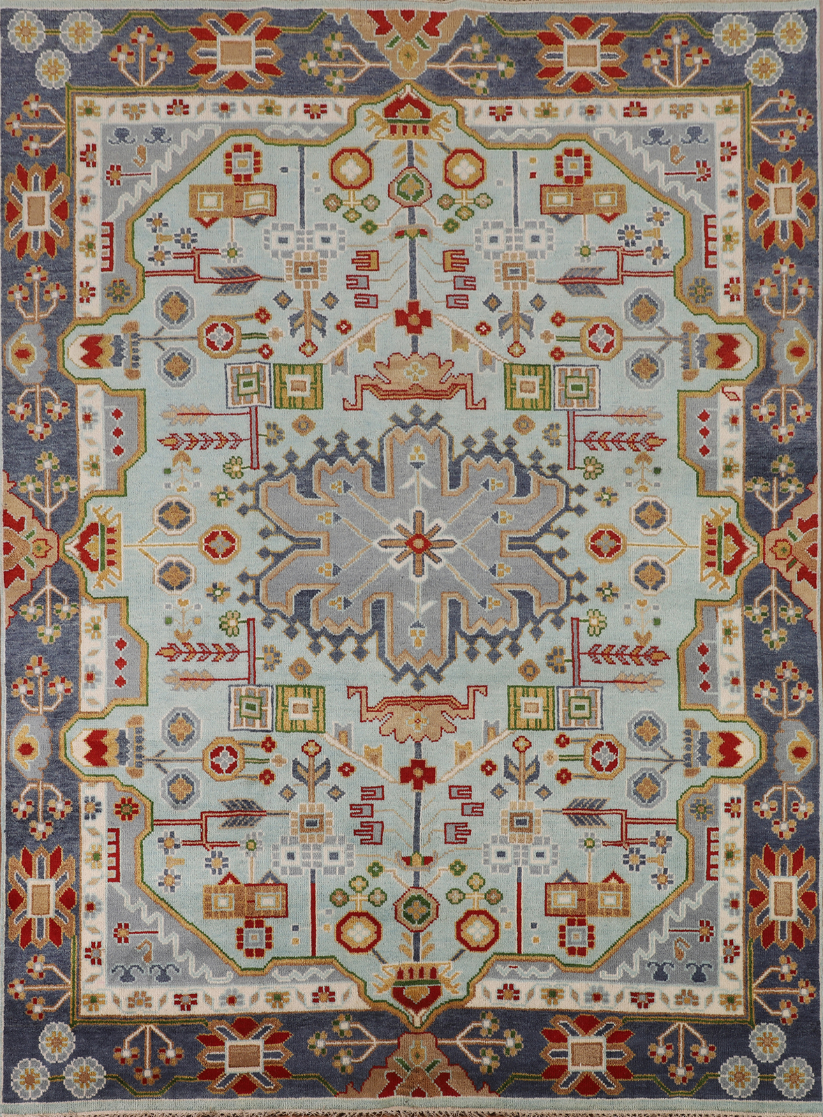 Geometric Tribal Style Kazak Hand-Knotted Living Room Rug 8x10 ft gallery
