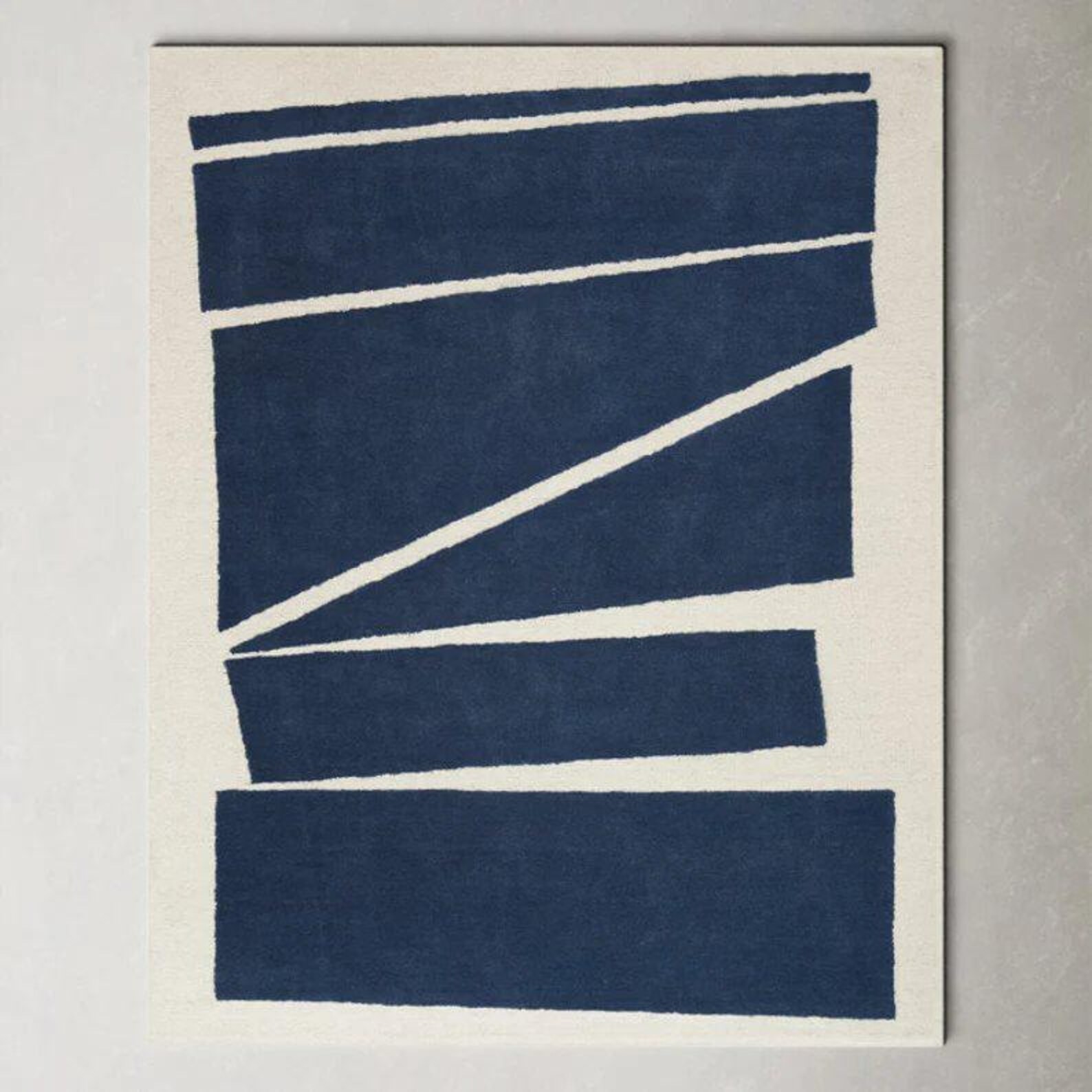 Hand Tufted Wool Area Rug – Navy Blue handmade Abstract Geometric Carpet 8x10 gallery