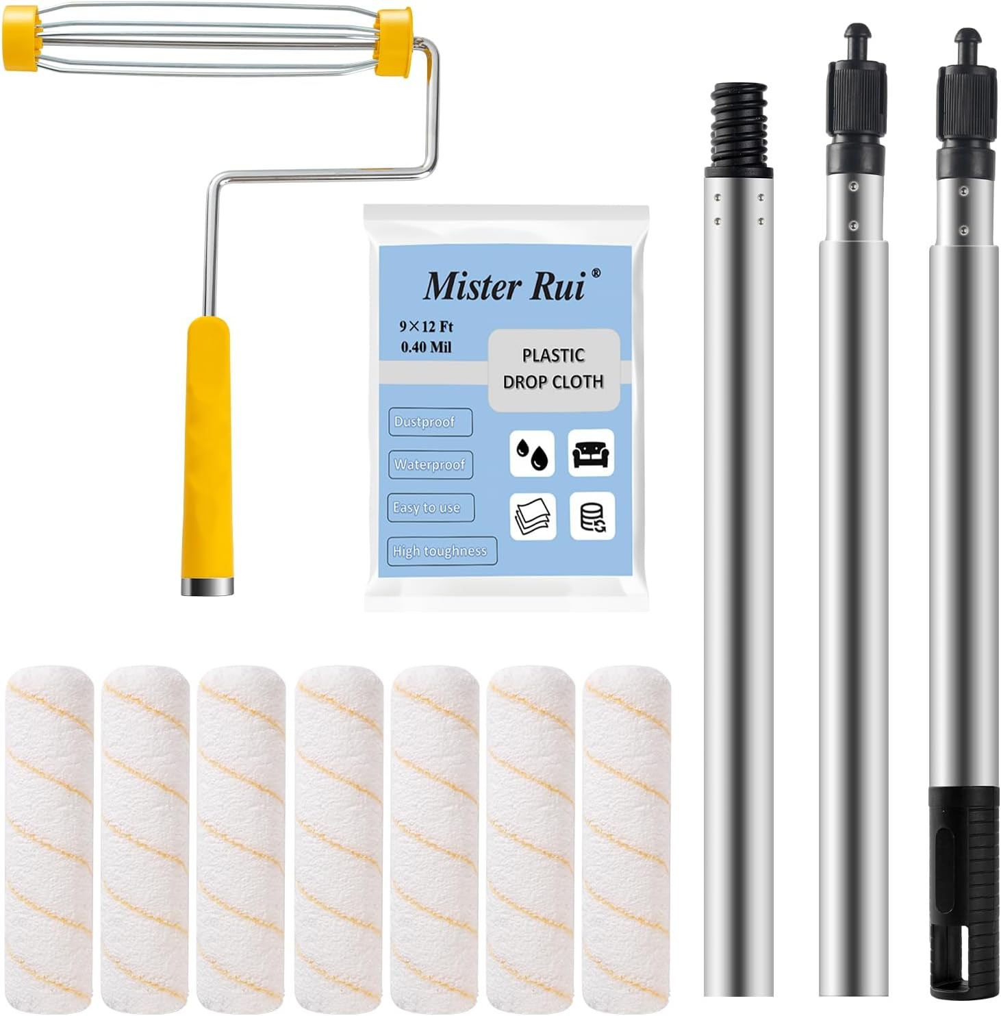 Paint Roller Kit, 10 Pack, 9 Inch Paint Roller Frame with Microfiber Roller Cove gallery