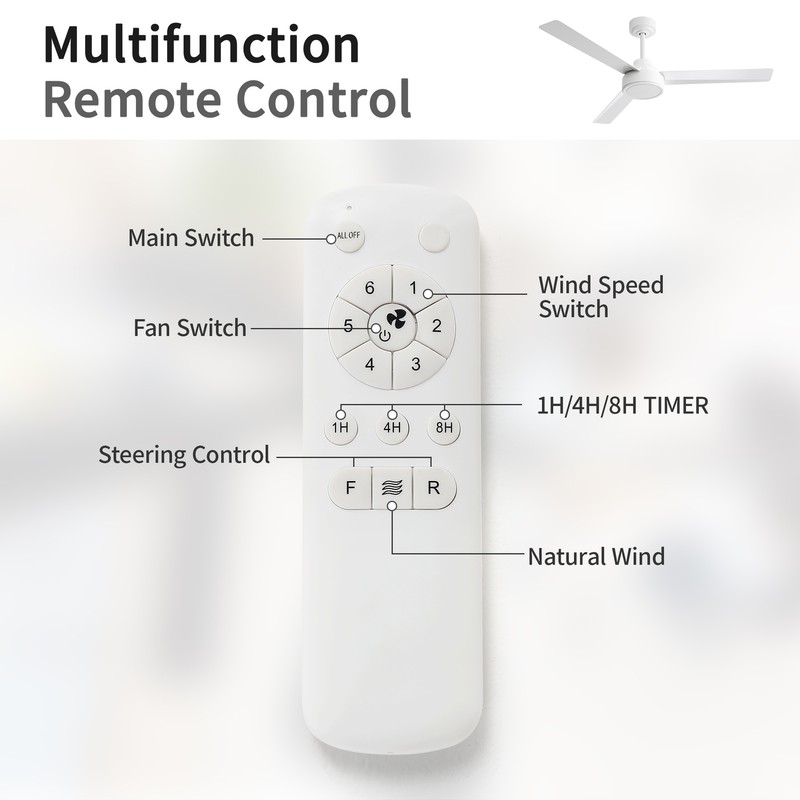 52" Outdoor Ceiling Fan Without Light with Remote Control ,6-speed Reversible DC gallery