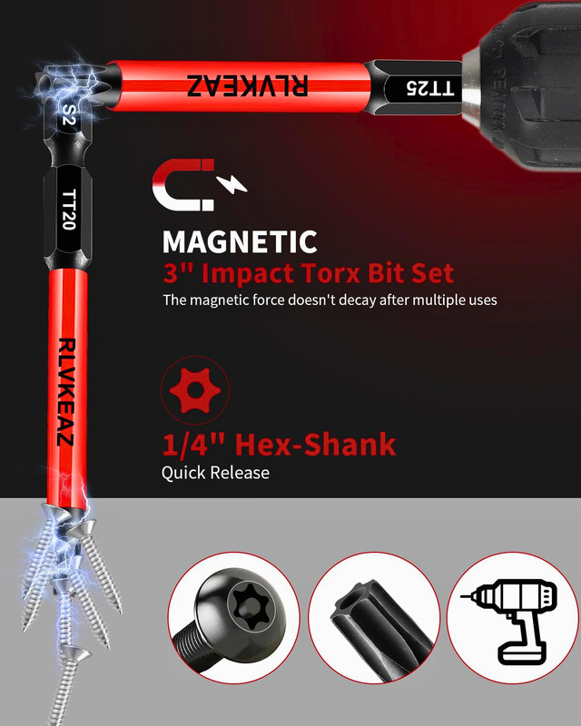 12-Piece Impact Security Torx Bit Set T5-T40, Magnetic High Torque Bits gallery