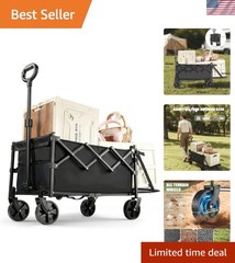 100L Folding Wagon Cart Push & Pull Beach, 350 lbs Weight Capacity Heavy Duty…