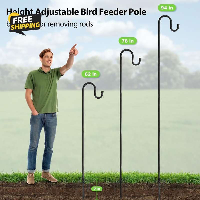 Shepherds Hooks, 94" Bird Feeder Pole for Outdoor, 4/5” Thick Hummingbird Stand gallery
