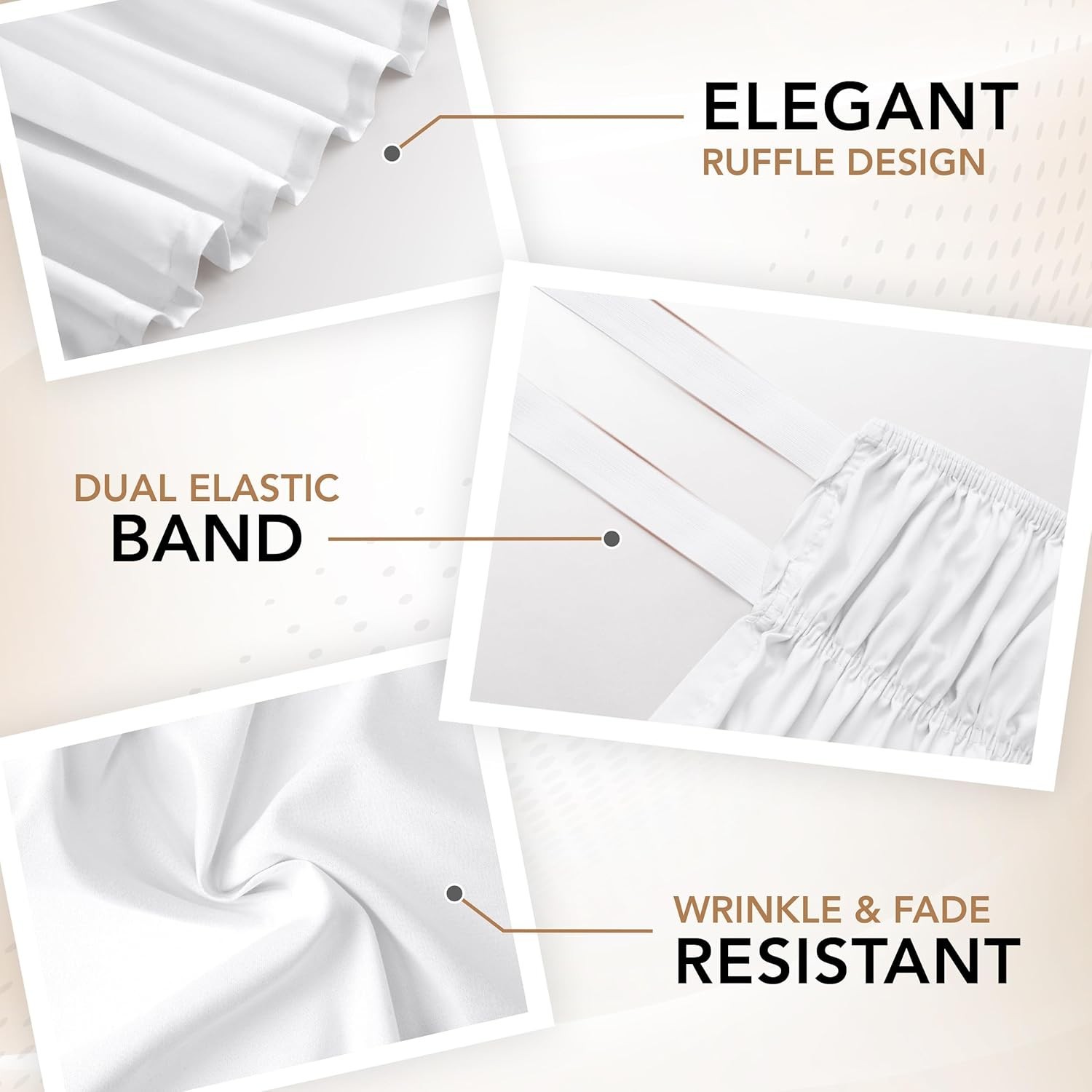 Adjustable Wrap Around Ruffle King Size Bed Skirt Elastic Fit gallery