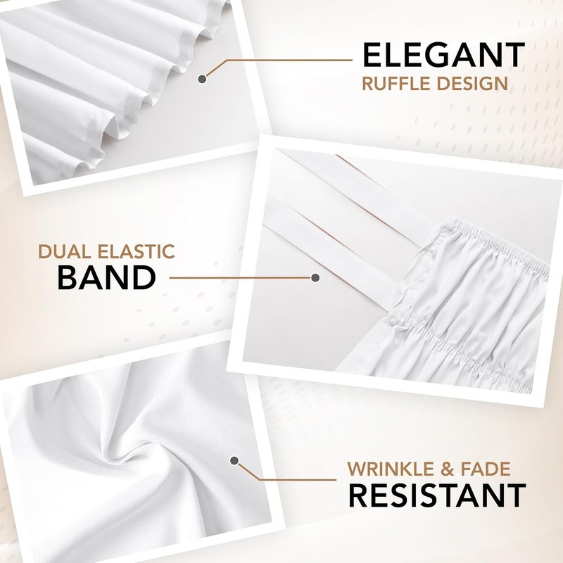 Adjustable Wrap Around Ruffle King Size Bed Skirt Elastic Fit gallery