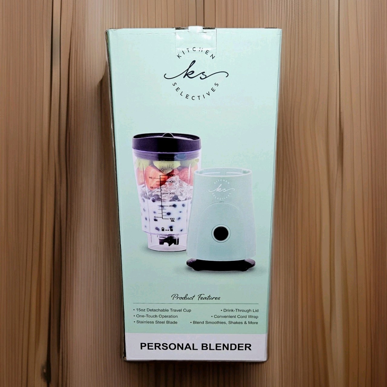 Kitchen Selectives Personal Blender w/ Drink-Through Lid 15oz Pale Turquoise NIB gallery