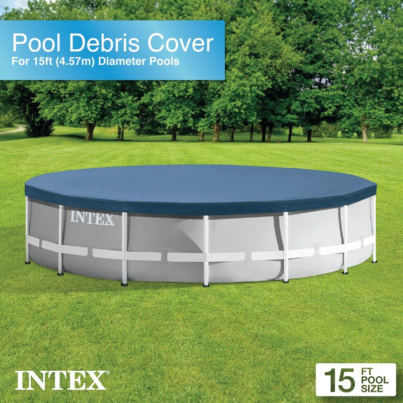 Intex 15' Round Frame Above Ground Pool Debris Cover with Drain Holes (Open Box) gallery