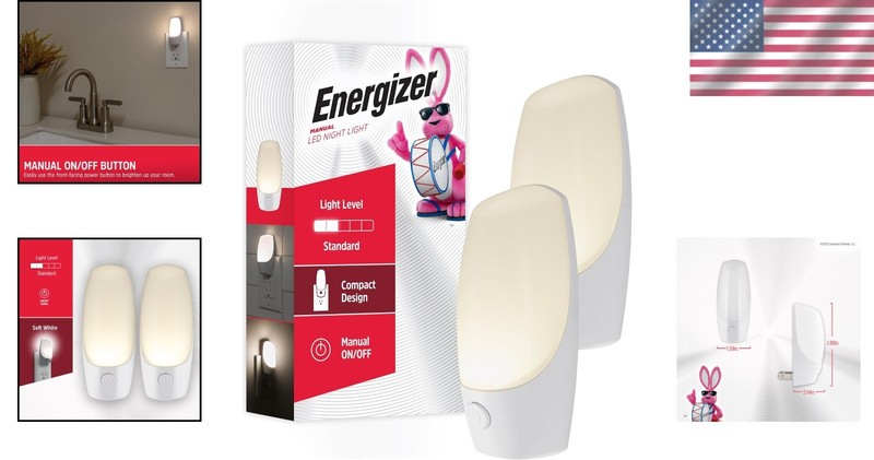 Listed 2-Pack LED Night Lights - Push Button, Energy-Efficient Design gallery