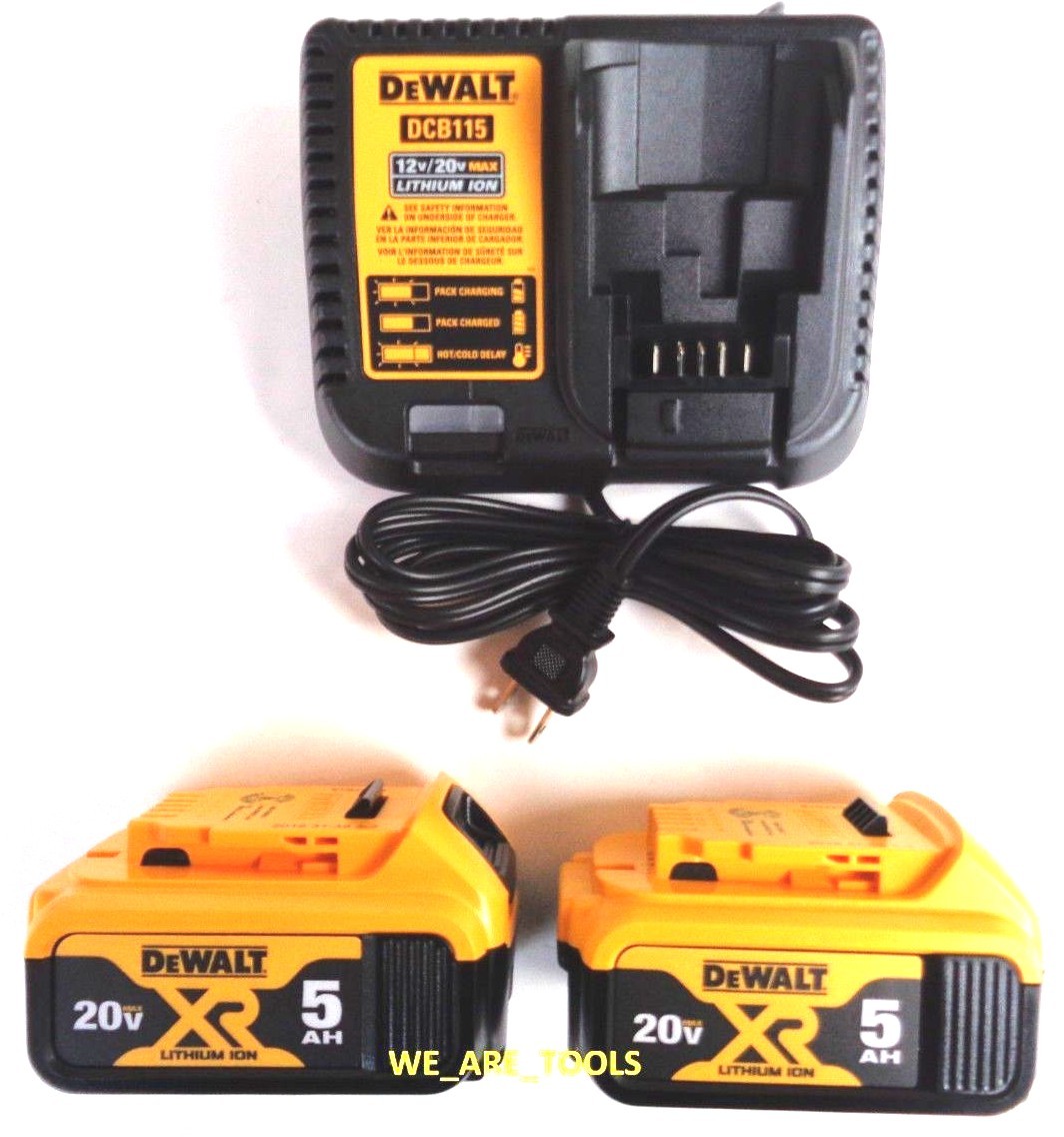 (2) Dewalt 20V DCB205 5.0 AH Batteries, (1) DCB115 Charger 20 Volt gallery