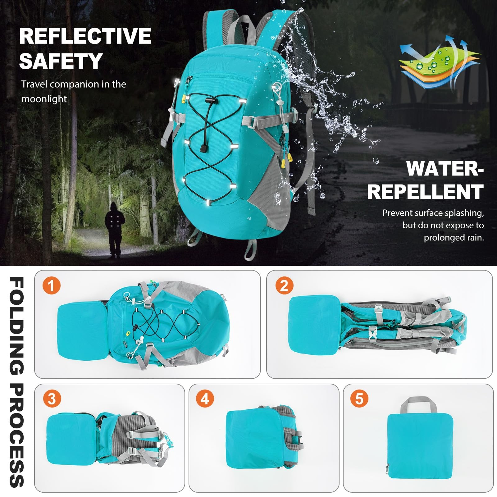 20L Hiking Backpack Lightweight Packable Hiking Daypack, Foldable Small Trave... 5