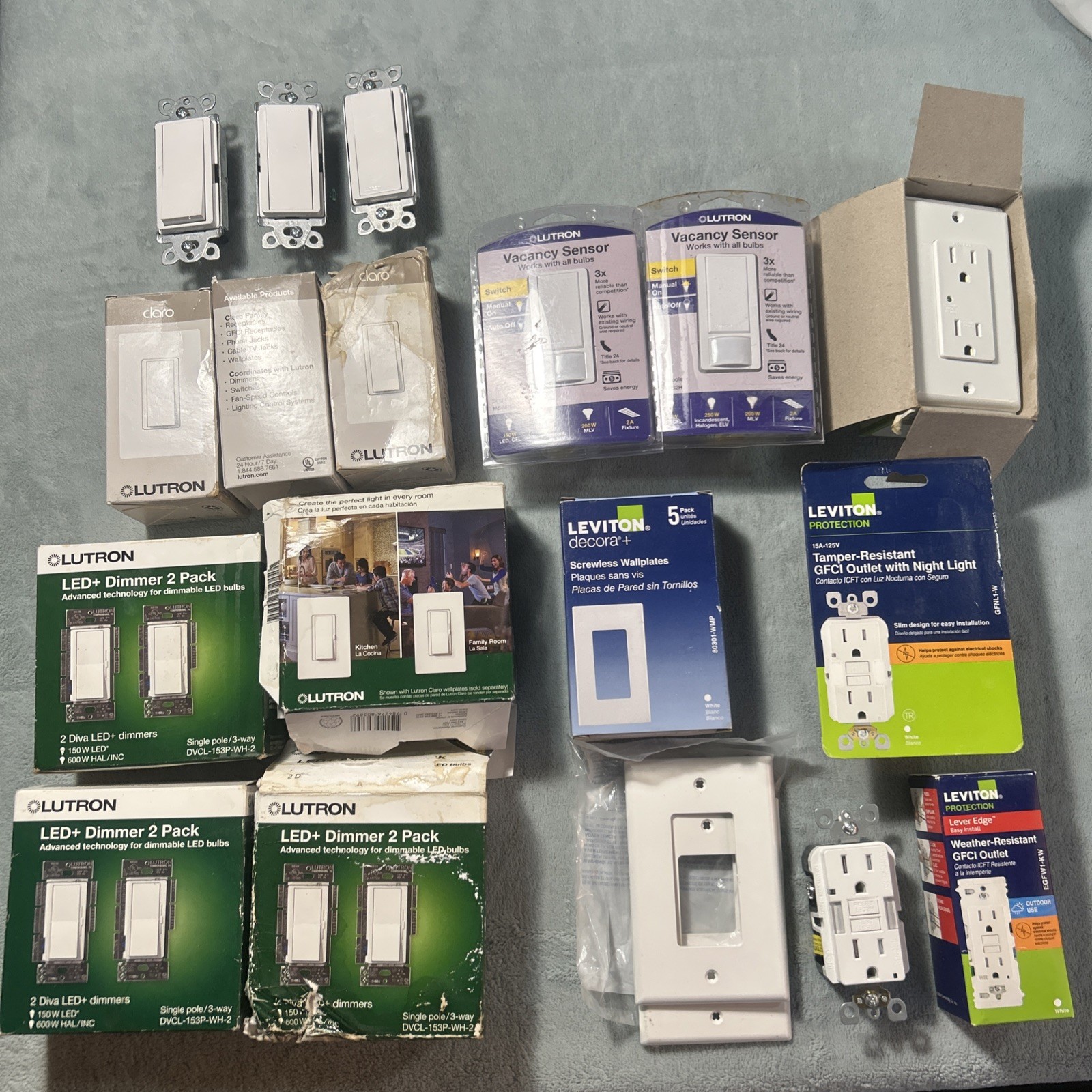 HUGE LOT Lutron Diva LED+ Dimmer Switch 150-Watt GFCI Outlets Vacancy Sense gallery