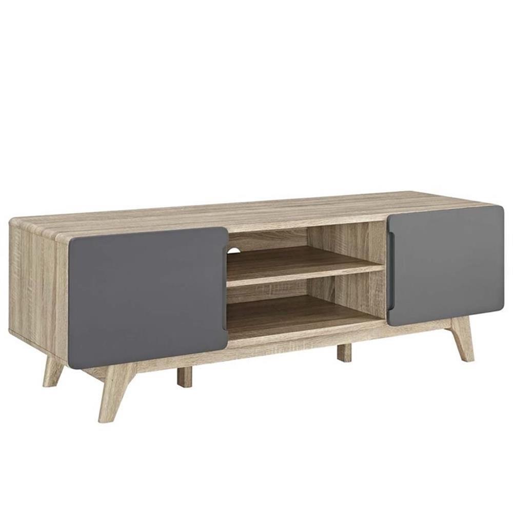 Modway Tread 59" Particleboard Wood TV Stand for TVs up to 65" in Natural/Gray gallery
