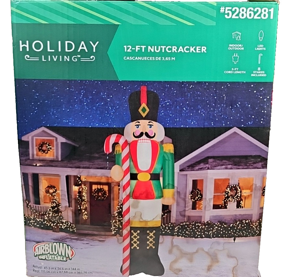 12' TALL LED LIGHTED NUTCRACKER AIRBLOWN CHRISTMAS INFLATABLE Used with Box gallery