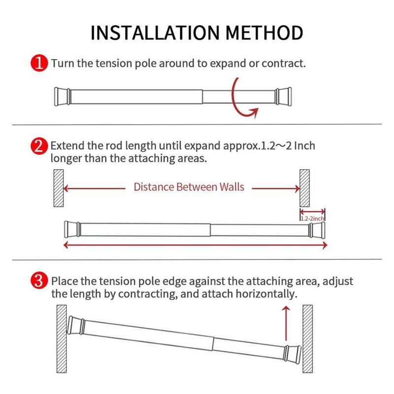 2 Pack Adjustable Curtain Rods 28â€“43" Spring Tension Window Rods Black gallery
