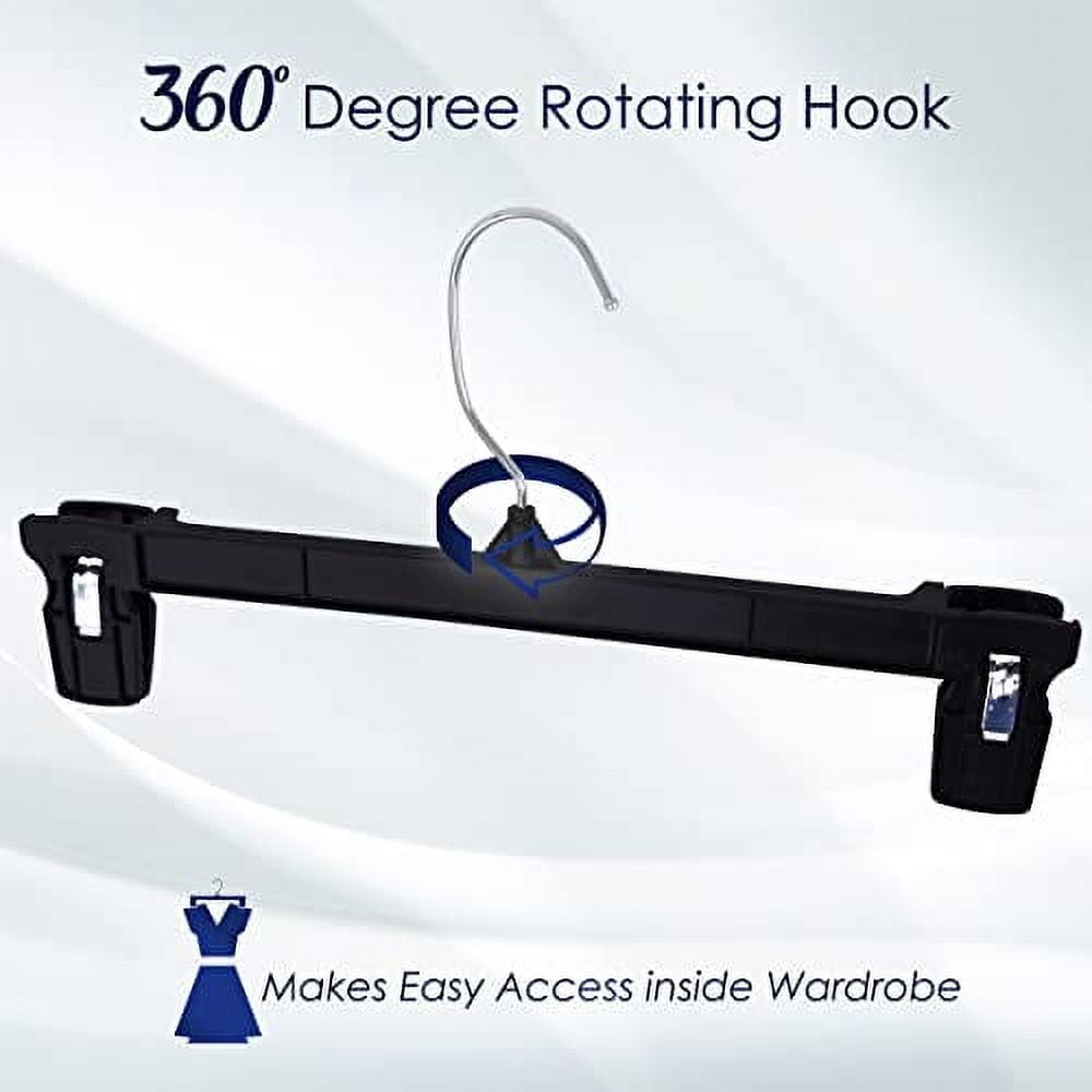 12 Inch Plastic Pants Hangers with Extra Long Clips in Black 25 Pack gallery