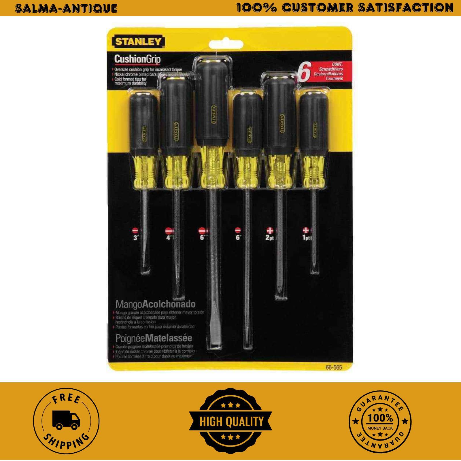 Stanley Screwdriver Set Alloy Steel Cross-Ground Tips Rubber Grip Handle 6-Piece gallery
