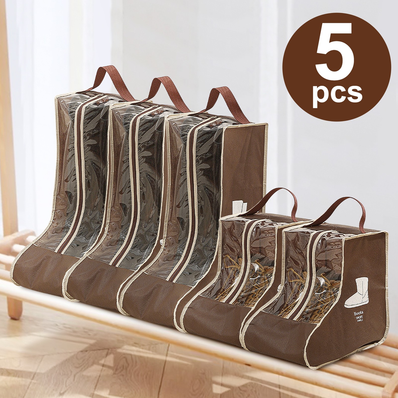 5PCS Boot Storage Bags Dustproof Shoe Protector for Tall Short Boots w/ Handles gallery