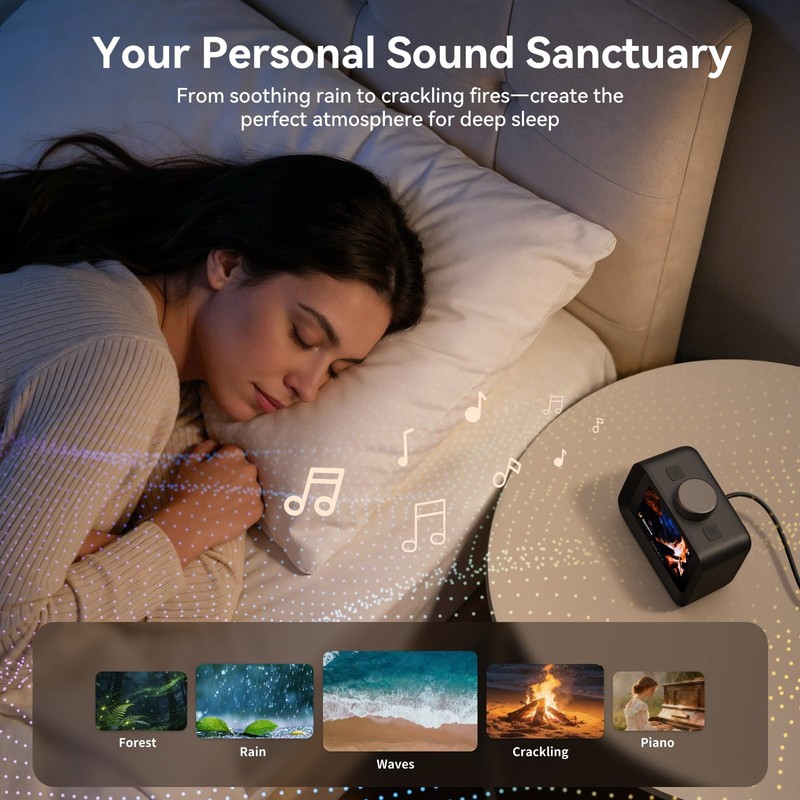Dekala AuraDot 7-Day Programmable Loud Alarm Clock for Bedroom White Noise So... gallery