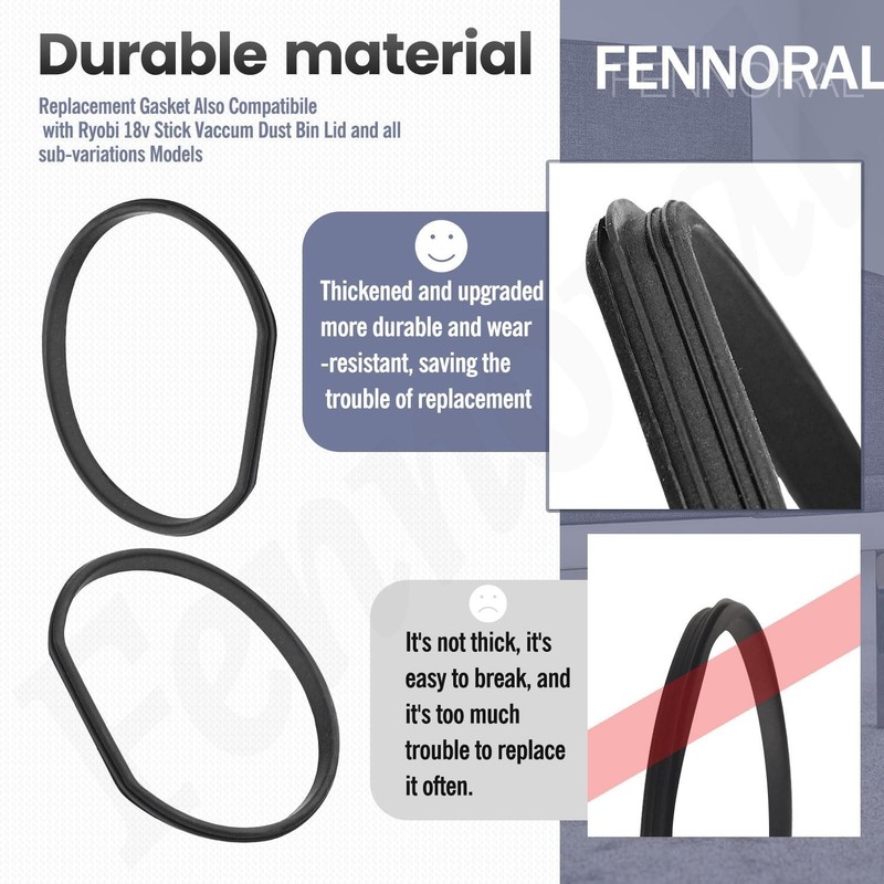High-Quality Rubber Replacement Gaskets for Ryobi 18V Stick Vac Models - 2 Pcs gallery