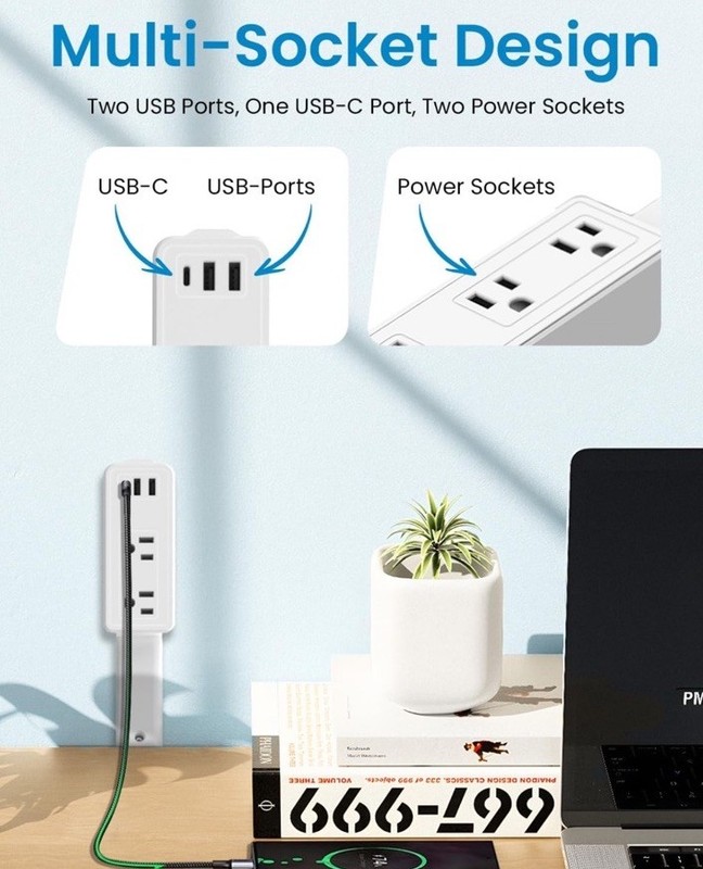 Electrical Outlet Expander Power Socket Rotating Extender Sofas Nightstands Des~ gallery