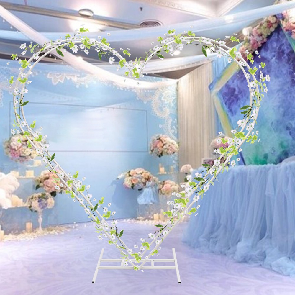 Metal Heart Shaped Wedding Arch Backdrop Stand White for Wedding Ceremony