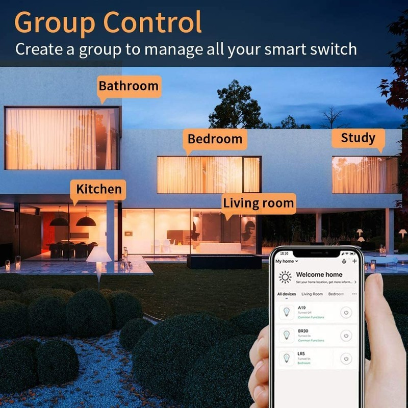 Smart Light Switch 2gang, Works with Alexa &Google Assistant, White 4pack gallery