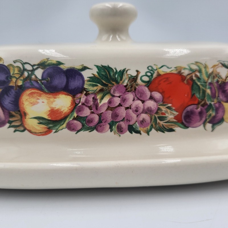 Vintage Cornucopia Ceramic Two-Piece Butter Dish w/ Fruit Design gallery