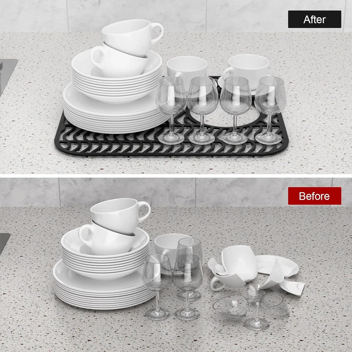 TOOVEM 2 PACK Non-Slip Sink Protector Mat Dishwasher Safe Kitchen Drain Mats gallery