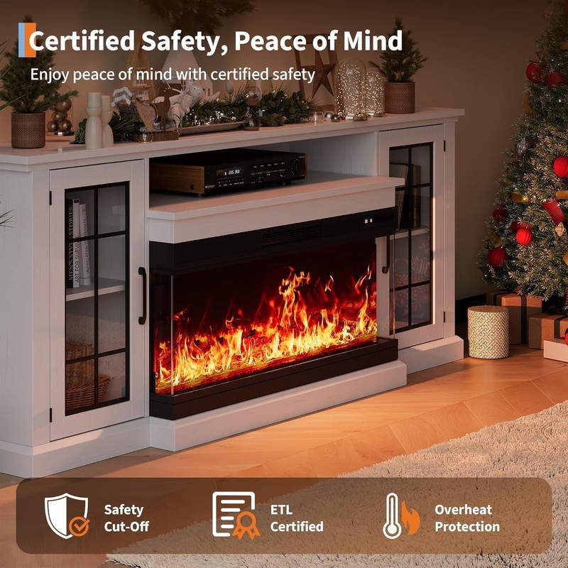 75" Fireplace TV Stand with LED Light TVs up to 85 in Entertainment Center gallery