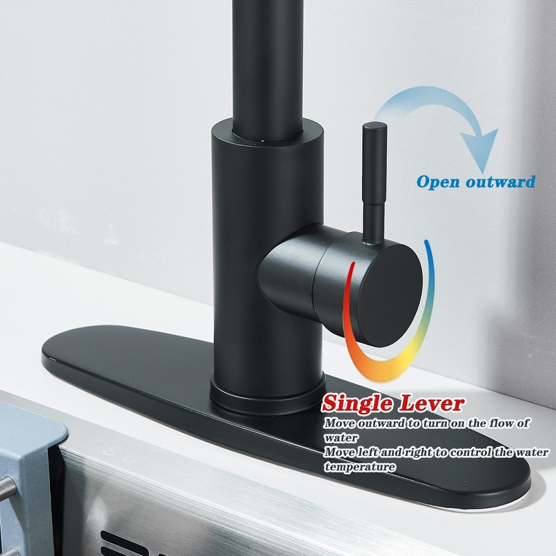 Matte Black Kitchen Faucet Single Handle Pull Down Sprayer Swivel Sink Mixer Tap gallery