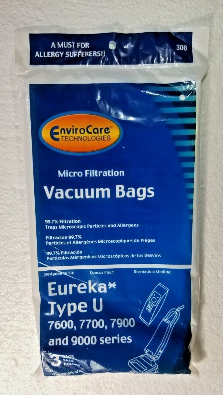 Eureka Vacuum Bags Micro Filtration Type U 99.7% Filtration Enviro Care NEW gallery