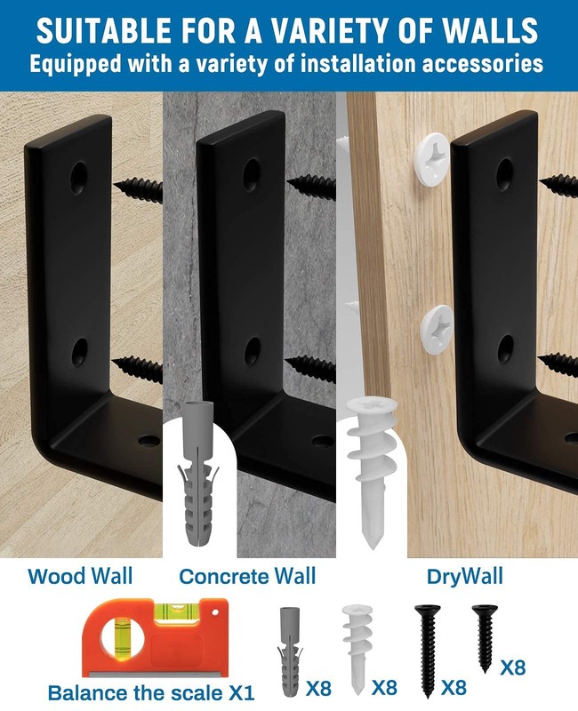 4 Pack 8 inch Floating Shelf Bracket 1/5 inch Thick Heavy Duty Bracket DIY gallery