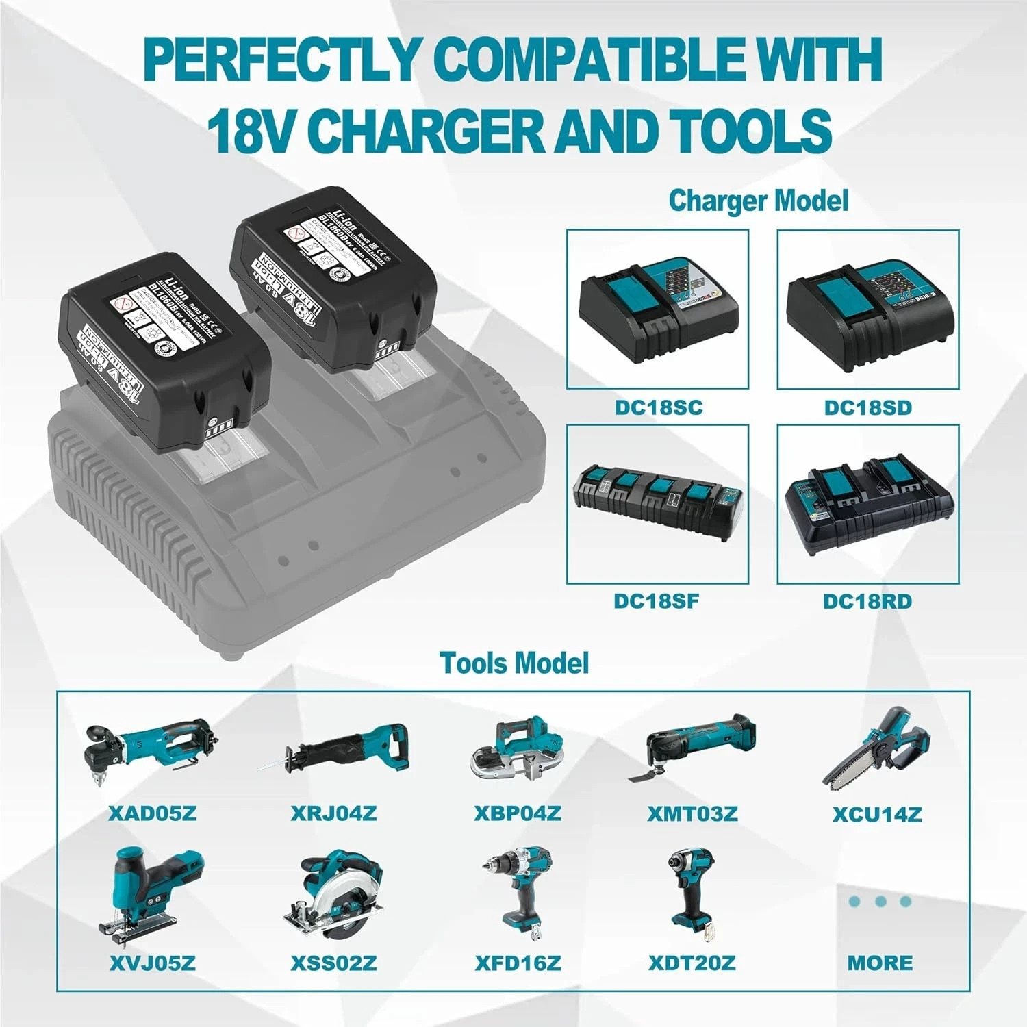 2 PACK 6.0Ah 18V Lithium-Ion Battery For Makita BL1860B BL1850B BL1840B BL1815B gallery