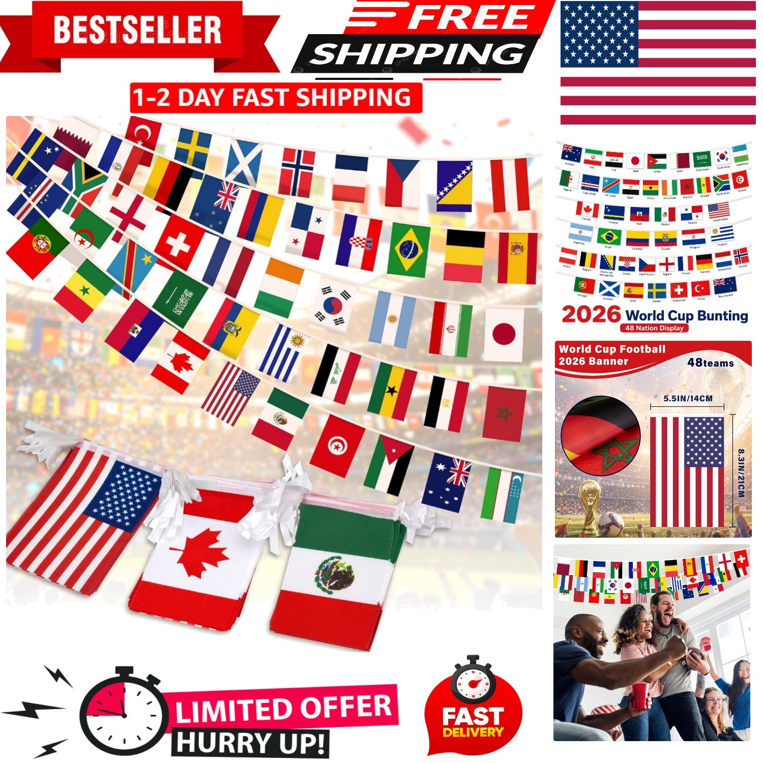2026 Soccer Celebration Banner - Double-Sided Flags, 48 Nations, 45ft Decoration gallery