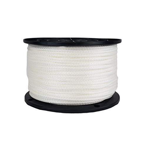 Nylon Rope 1/8-In 500 Ft Solid Braid 350 lb UV Resistant White Made USA Spool