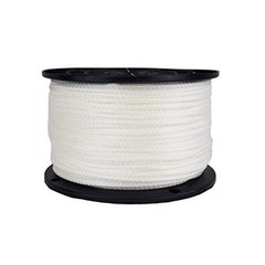 Nylon Rope 1/8-In 500 Ft Solid Braid 350 lb UV Resistant White Made USA Spool