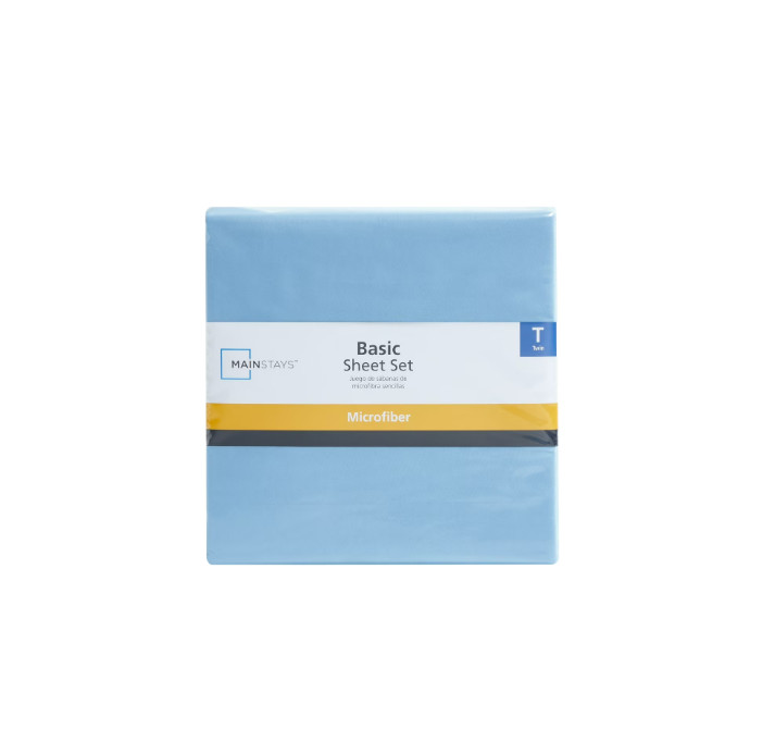 Mainstays Basic Value Microfiber Bed Sheet Set, Light Blue, Twin, 3 Piece. gallery