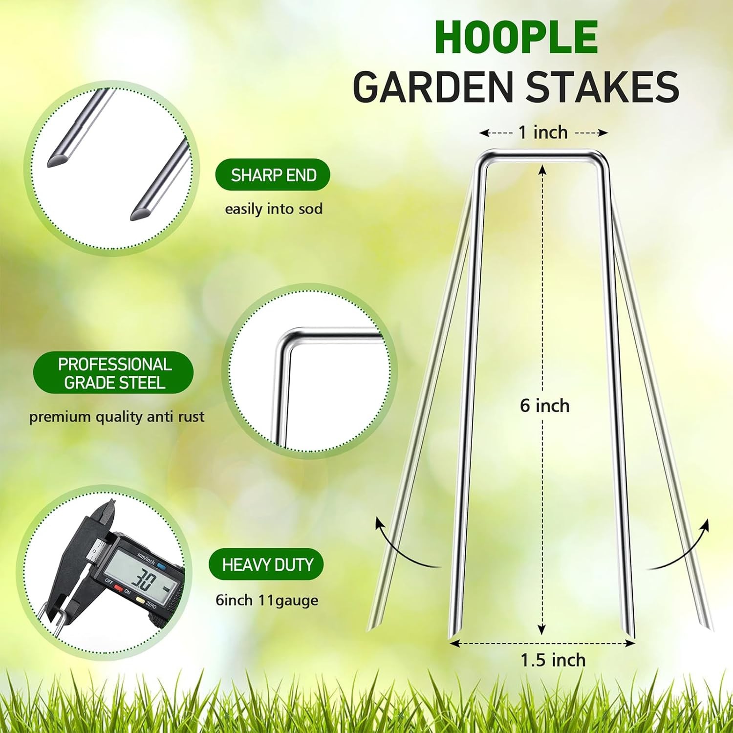 200 Pcs 11 Gauge 6'' Garden Landscape Staples Galvanized SOD Plant Lawn Stakes gallery