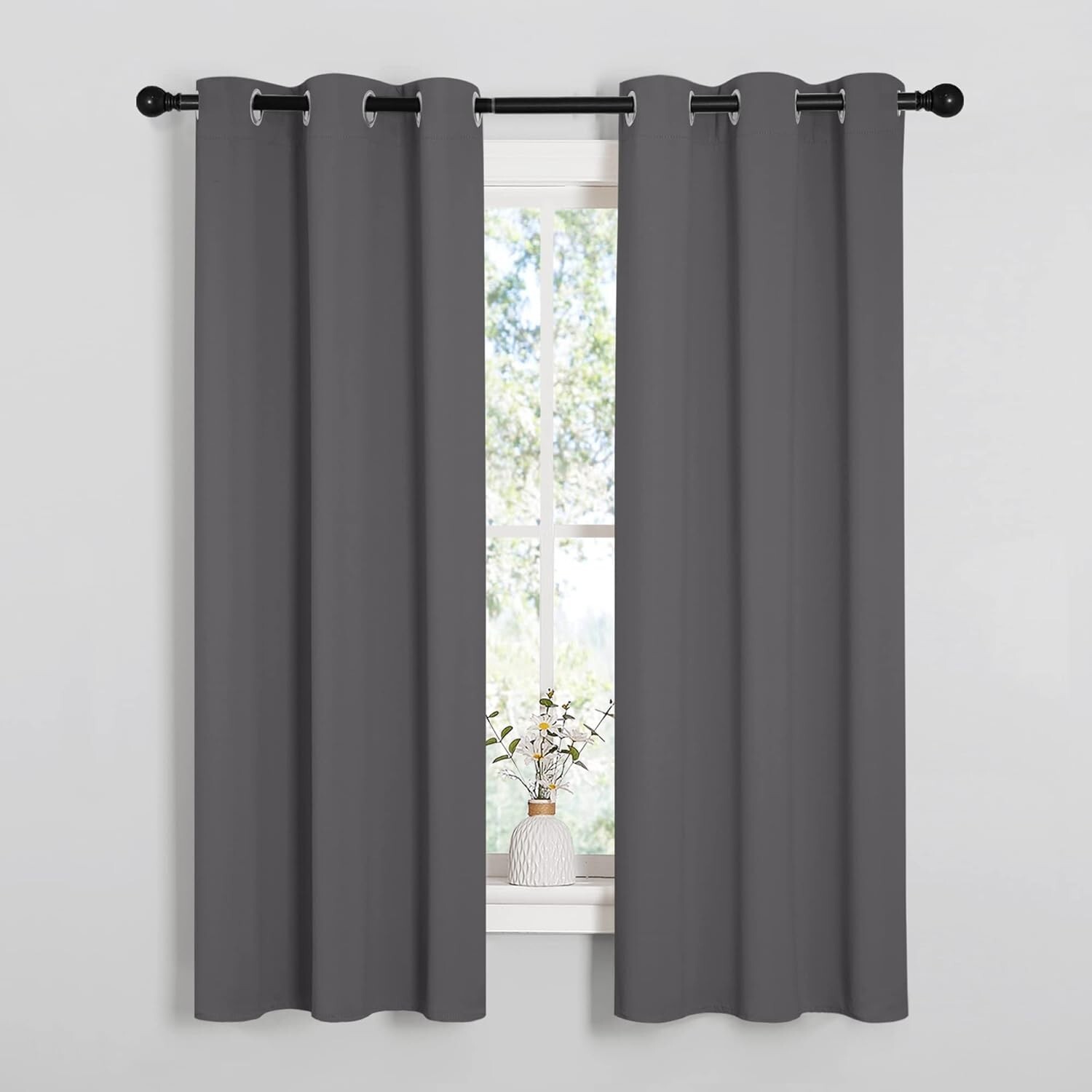 2 PCS Grey 63"L x 34"W Protection Privacy Super Heavy Darkening Curtains Bedroom gallery