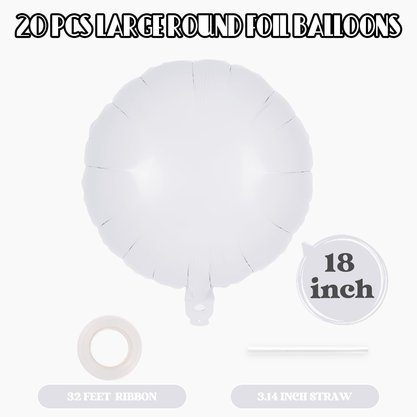 20 Pcs White Round Shaped Balloons,18 Inch Round Foil Balloon,Giant Round Myl... gallery
