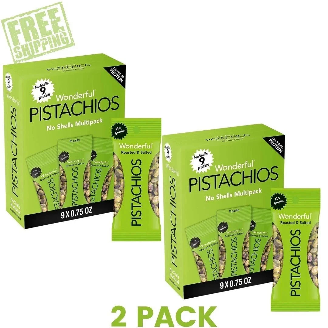 Wonderful Pistachios No Shells Roasted & Salted Nuts 0.75 Ounce 9 Bags, 2 Pack gallery