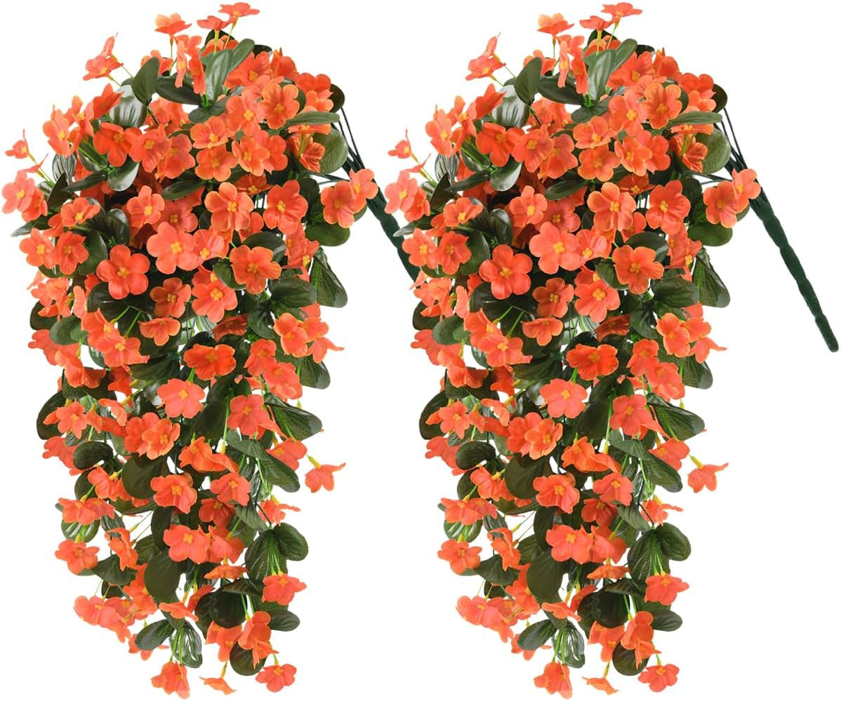 Artificial Fake Hanging Flowers Plants for Outdoor Fall Decoration, 2PCS Faux Si gallery