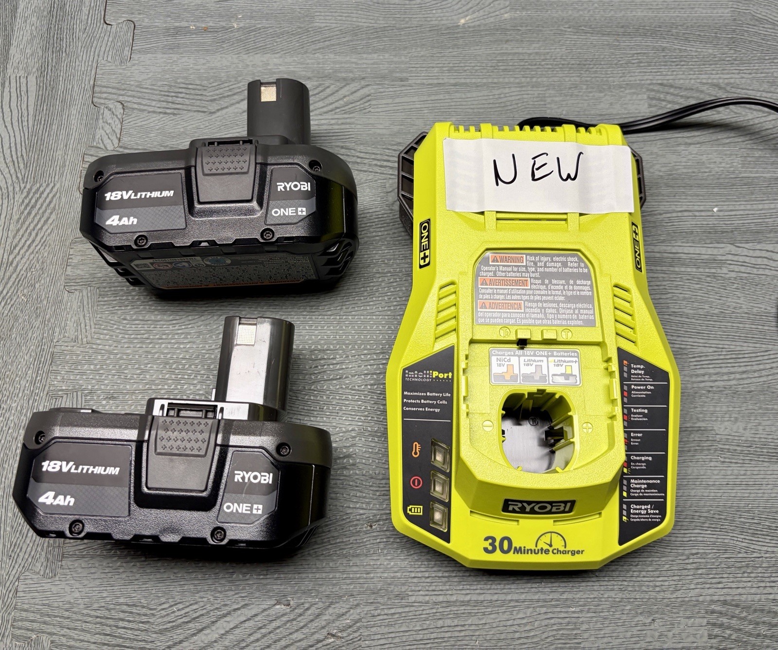 RYOBI 18V Batteries (2) 4Ah & Fast Charger NEW (2) 18V Batteries & Charger Pack gallery
