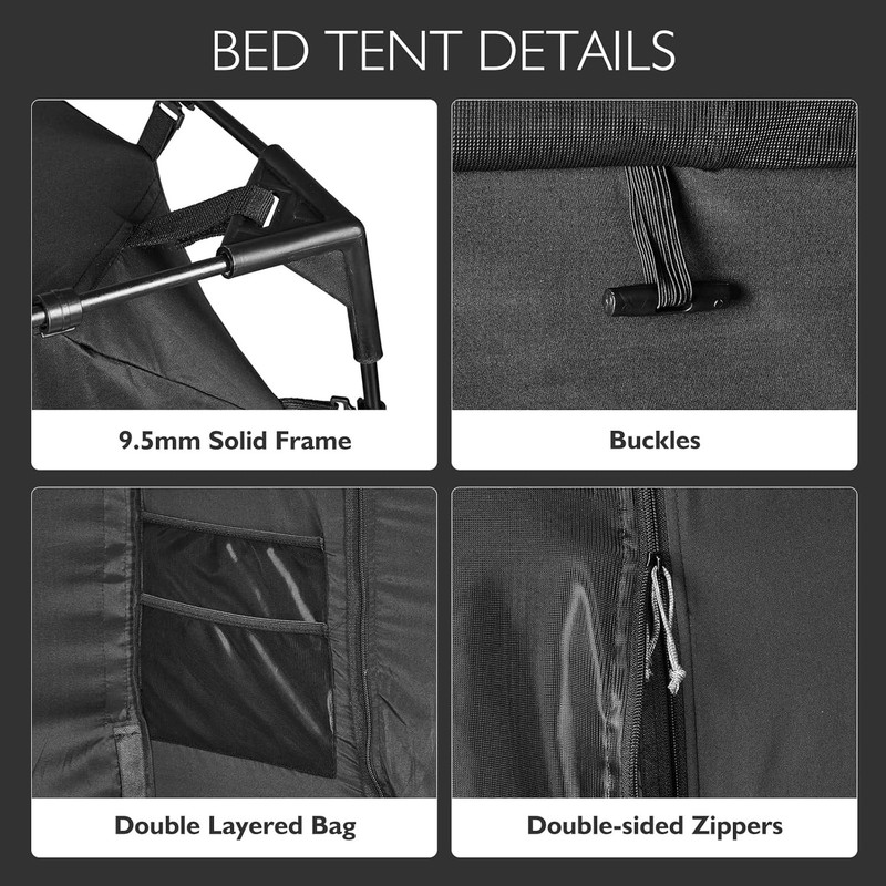 Bed Tent Bed Canopy Portable Sleeping Privacy Tents Breathable Three Doors Black gallery