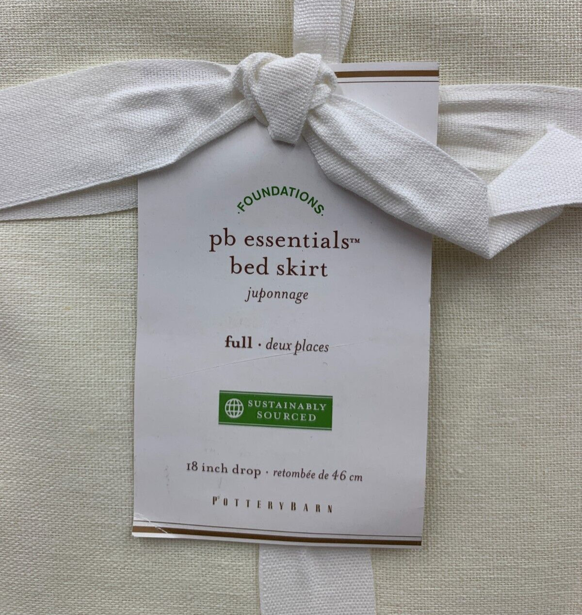 Pottery Barn Essentials Linen Cotton Bed Skirt Ivory Full 18" DROP #Q78M gallery