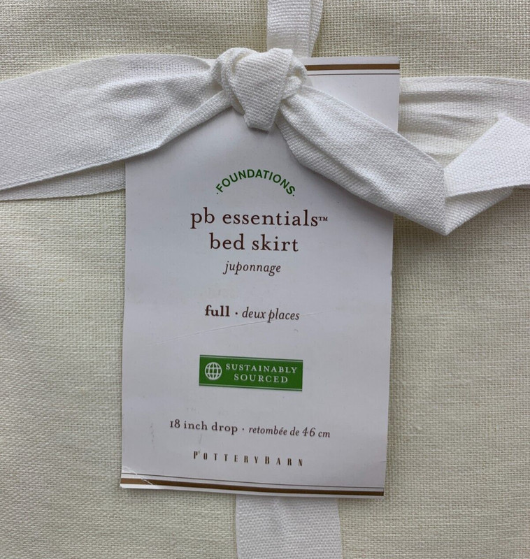 Pottery Barn Essentials Linen Cotton Bed Skirt Ivory Full 18" DROP #Q78M gallery