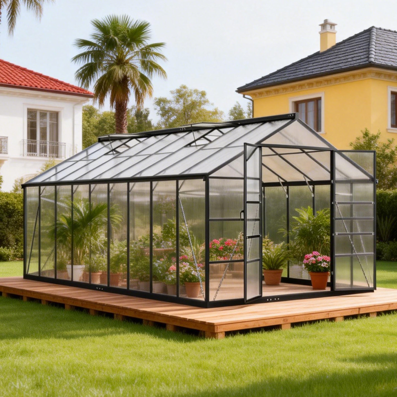 10x18 FT Polycarbonate Green House for Outside Garden Backyard, Black gallery