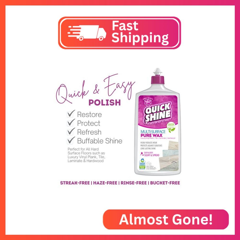 Quick Shine Pure Floor Wax 27oz | A Buffable, Waterproof Finish for Regular and gallery