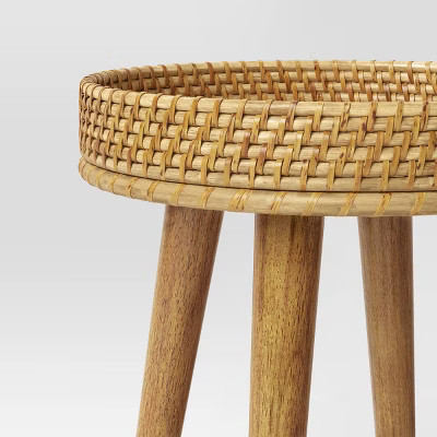 Round Natural Woven Accent Table (KD) - Threshold: Bamboo & Cane, Bedroom gallery